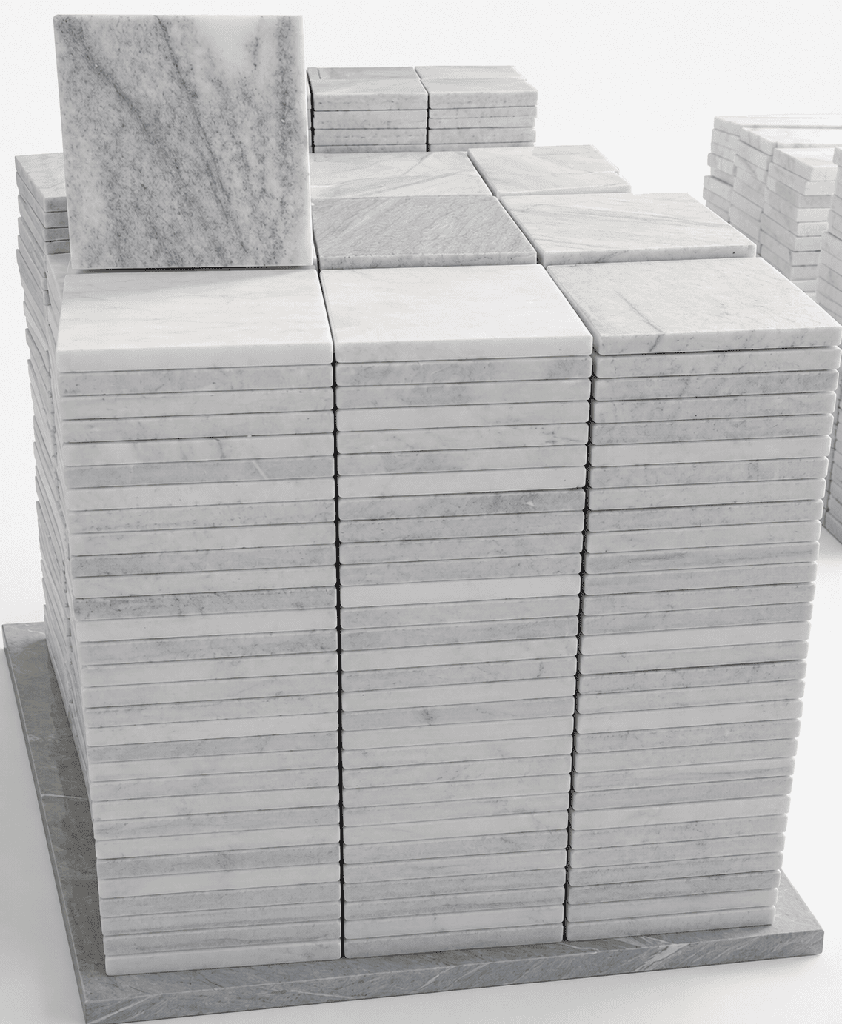 White & Light Grey Marble Tile 60×60×2 cm ✅