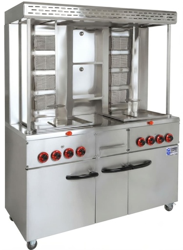 Commercial Double-Head Shawarma Kebab Machine with Cabinet