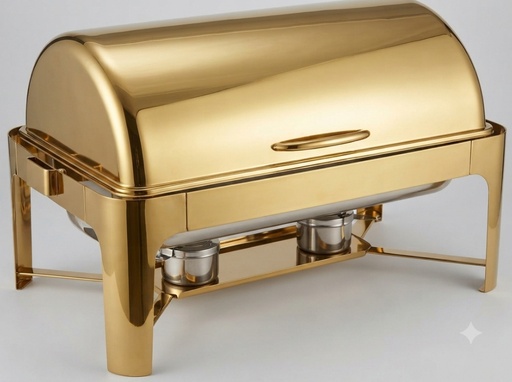  Gold-Plated Roll-Top Chafing Dish (Model: YF-723GB, 9L)