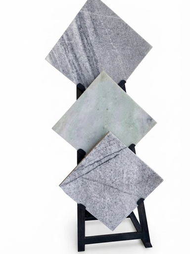 White & Light Grey Marble Tile 30×30×3 cm ✅
